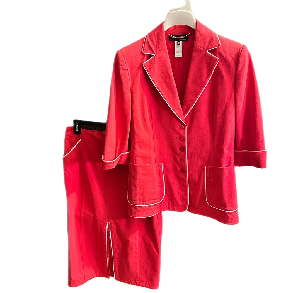 Vintage 80’s 90’s Italian Les Copains Pink Jacket & Skirt Suit